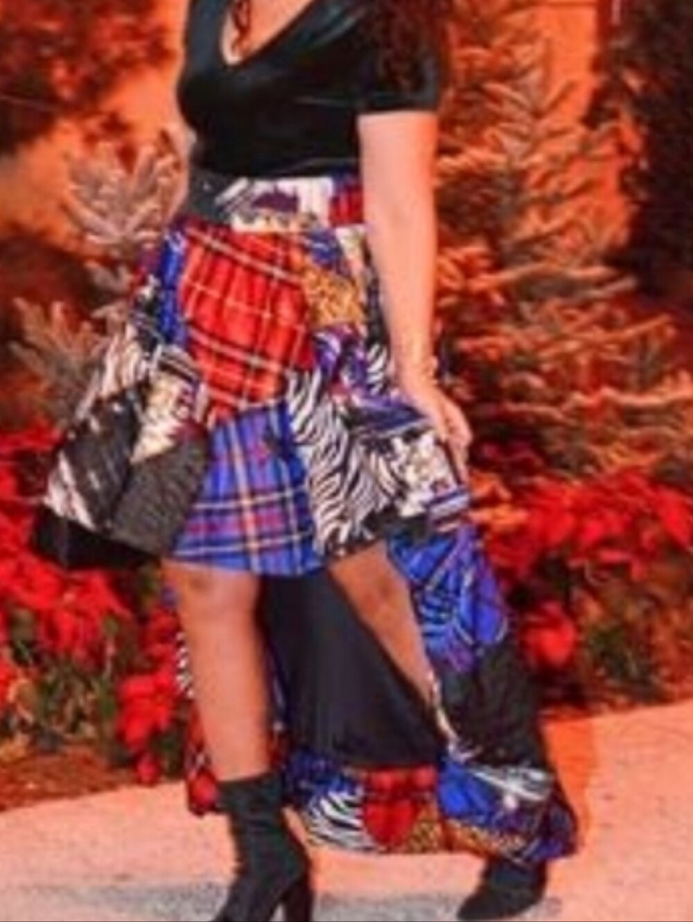 New York & Company Patchwork High-Low Bubbleskirt Sz M Maximalist